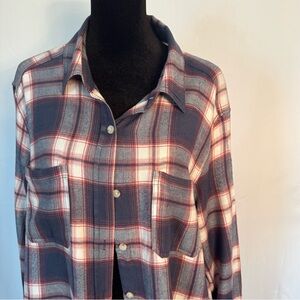 Mossimo Supply Co. Navy and Red Plaid Blouse